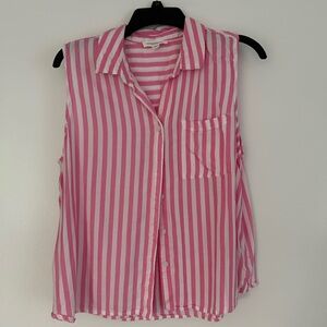 Beachlunchlounge Pink and White Striped Blouse